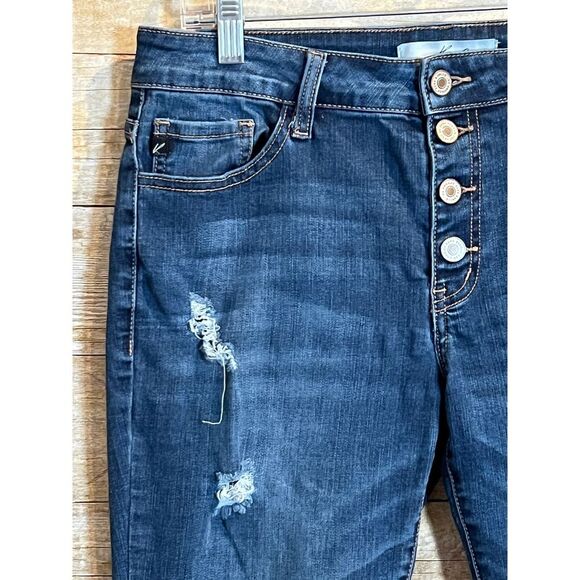 KANCAN DISTRESSED FRAYED HEM SKINNY ANKLE STRETCH CLASSIC CASUAL JEANS SIZE 29 - Picture 3 of 7